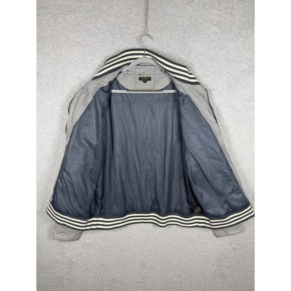 Rodd & Gunn Mens XL Gray Cotton Blend Bomber Jacket Woven in Italy Full Zip